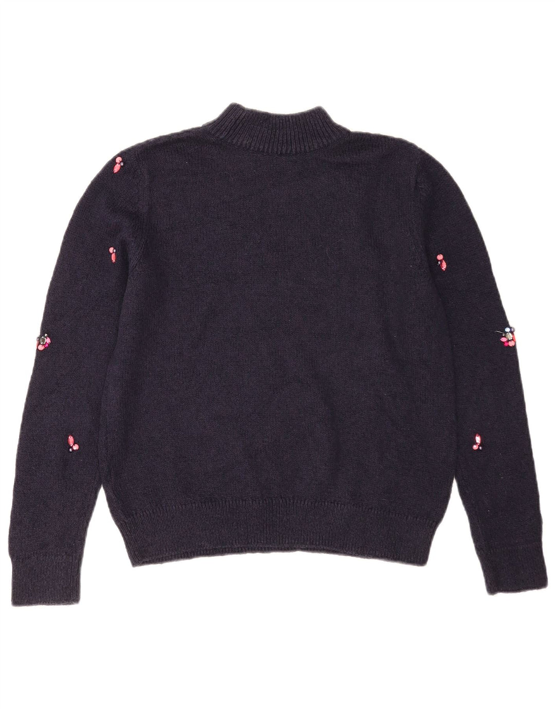 Maglione maglione a collo alto da donna Marks & Spencer UK 10 piccolo blu navy