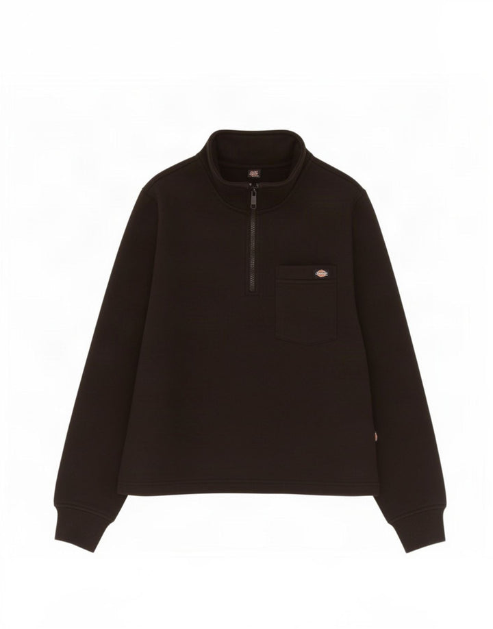 Dickies Felpa con collo con zip da donna Maglione UK 14 Medio Nero
