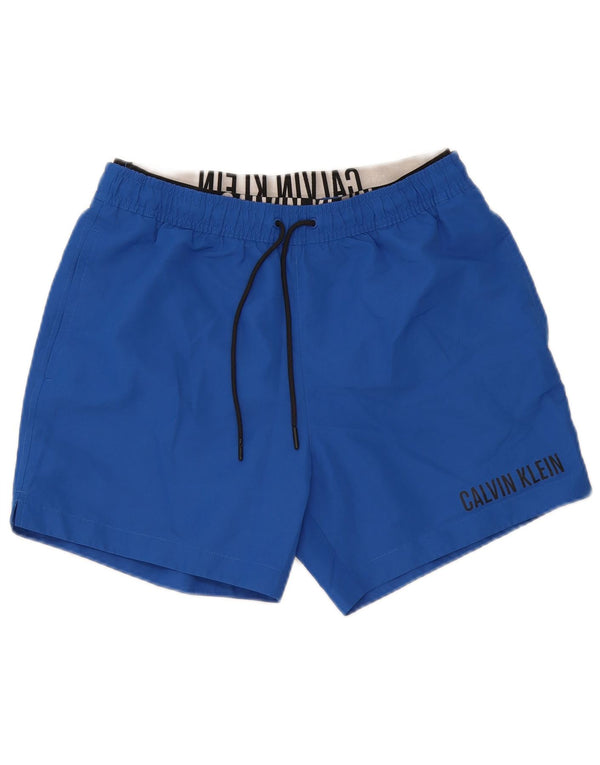Pantaloncini da bagno grafici da uomo Calvin Klein poliestere blu medio