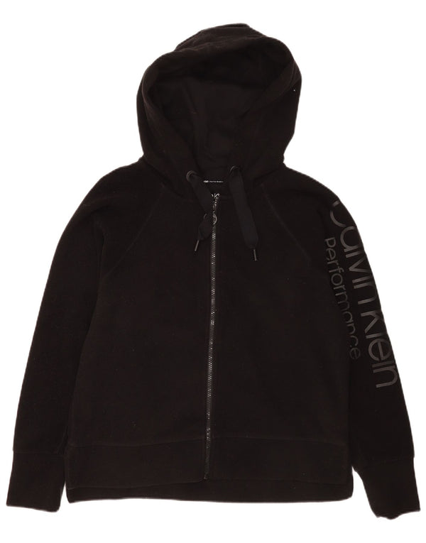 Maglione con cappuccio e zip oversize in pile da donna Calvin Klein UK 10 piccolo nero