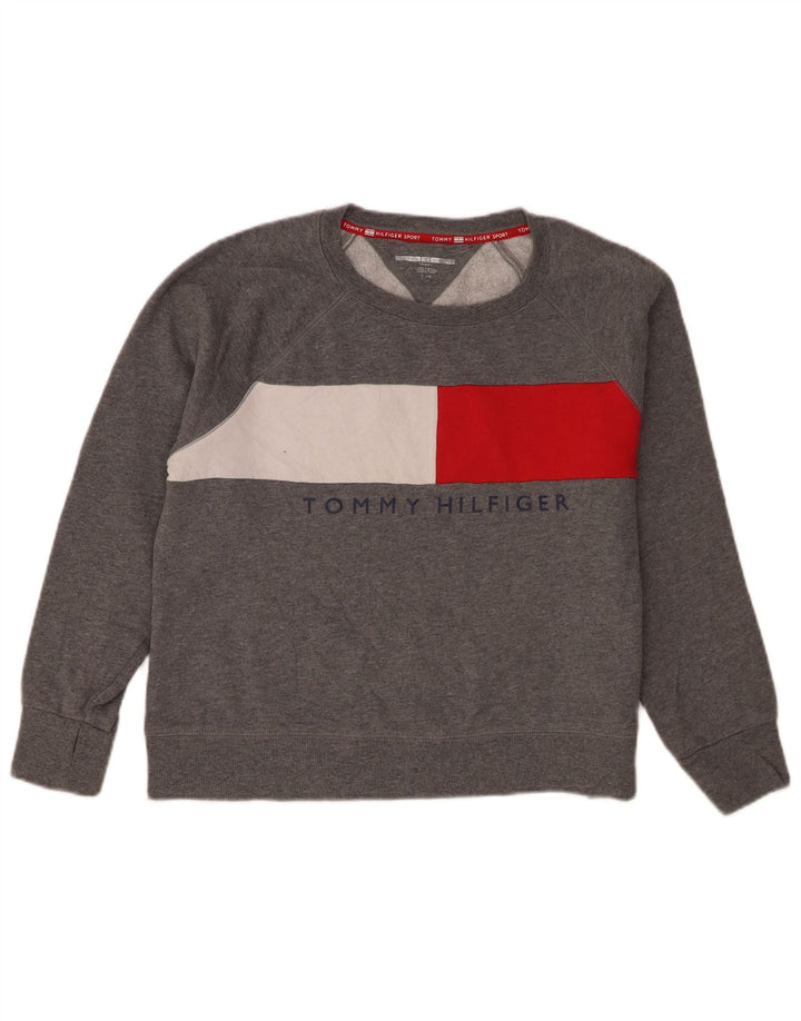 Felpa da donna Tommy Hilfiger Maglione UK 16 Large Grey Colourblock