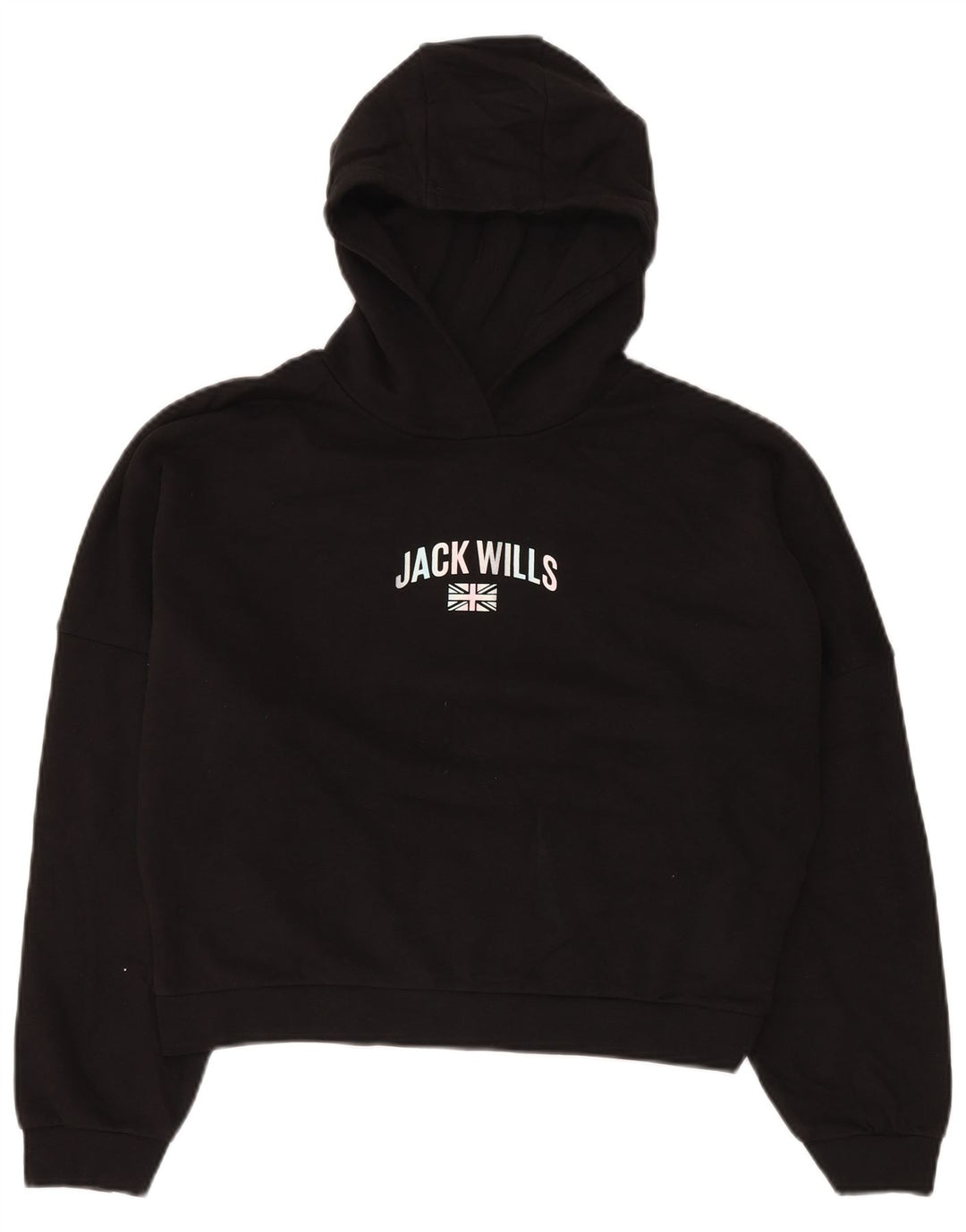 JACK WILLS Maglione con cappuccio grafico oversize da bambina 14-15 anni Nero