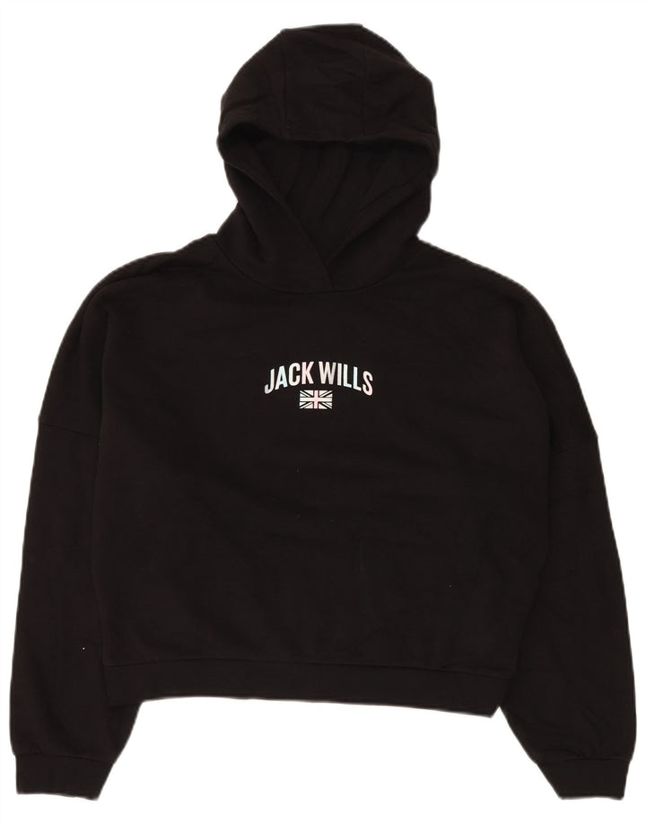 JACK WILLS Maglione con cappuccio grafico oversize da bambina 14-15 anni Nero