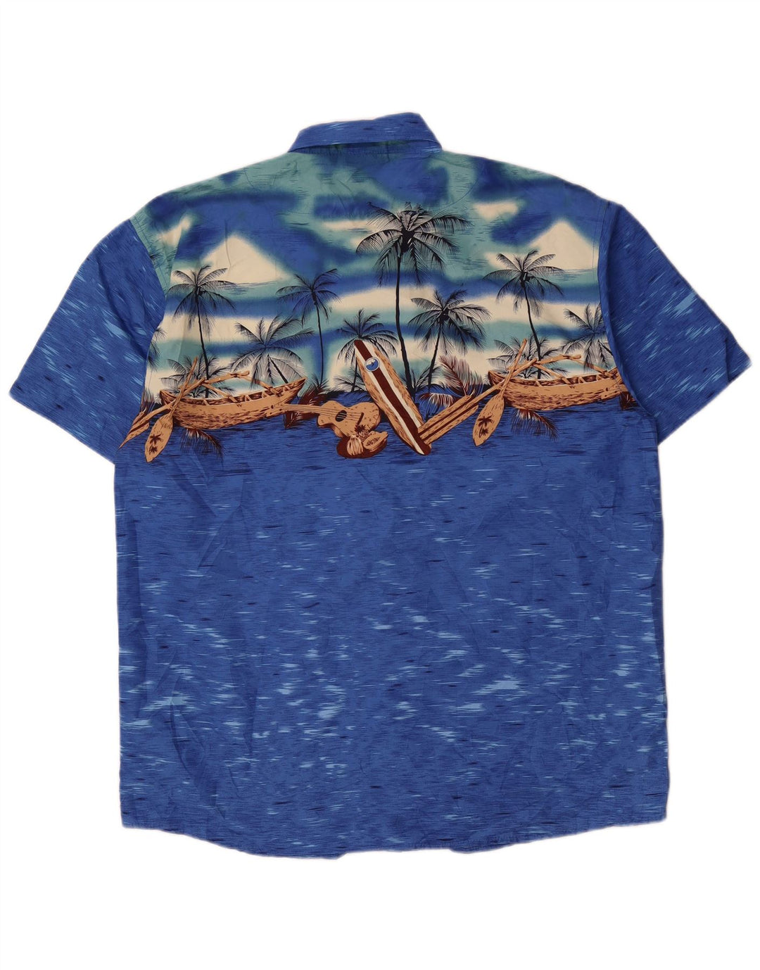 Camicia a maniche corte da uomo Lowes grande hawaiana in poliestere screziato blu