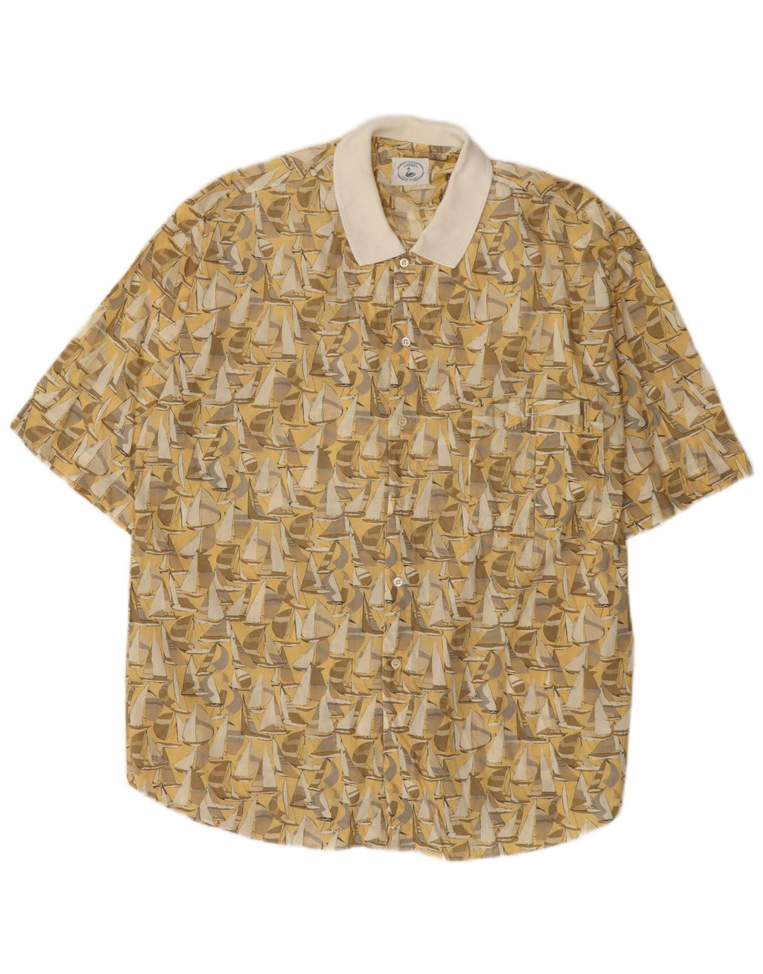 Camicia a maniche corte da uomo Carrel Large in cotone geometrico giallo