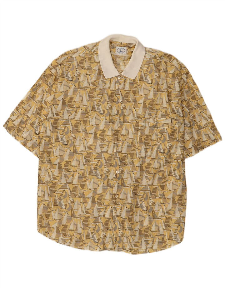 Camicia a maniche corte da uomo Carrel Large in cotone geometrico giallo
