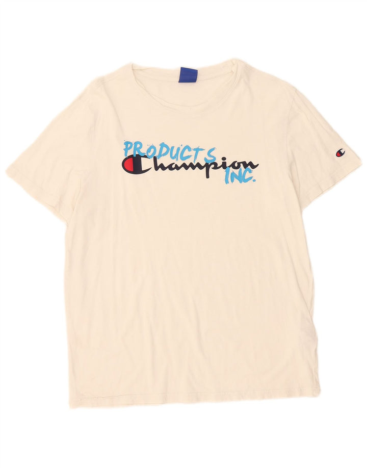 T-shirt grafica da uomo Champion Top grande in cotone bianco