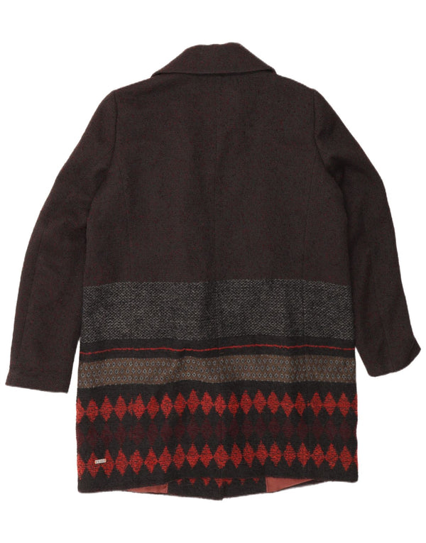 Cappotto doppiopetto da donna Hugo Boss UK 12 Marrone medio geometrico