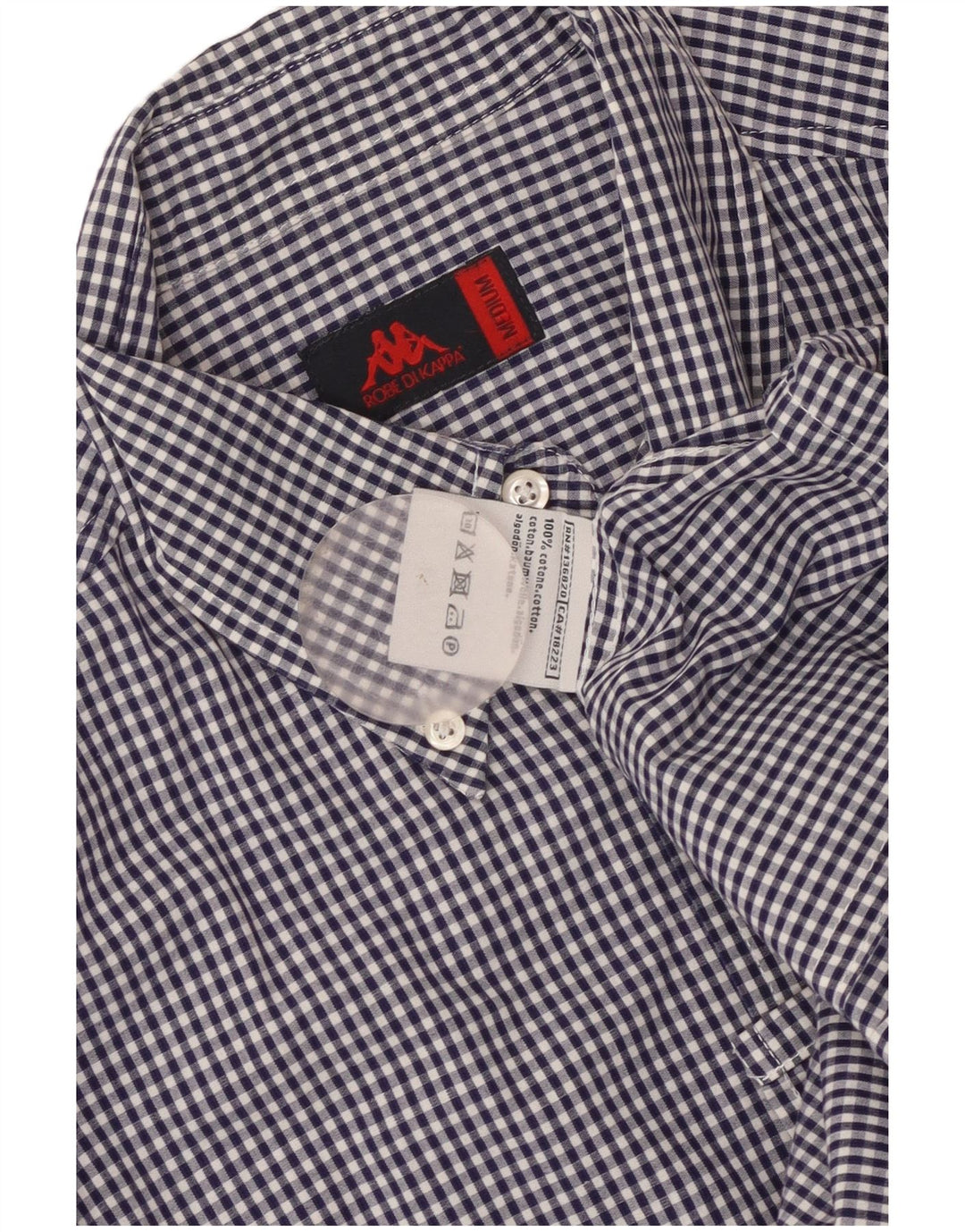 Camicia Kappa da uomo in cotone a quadretti blu medio