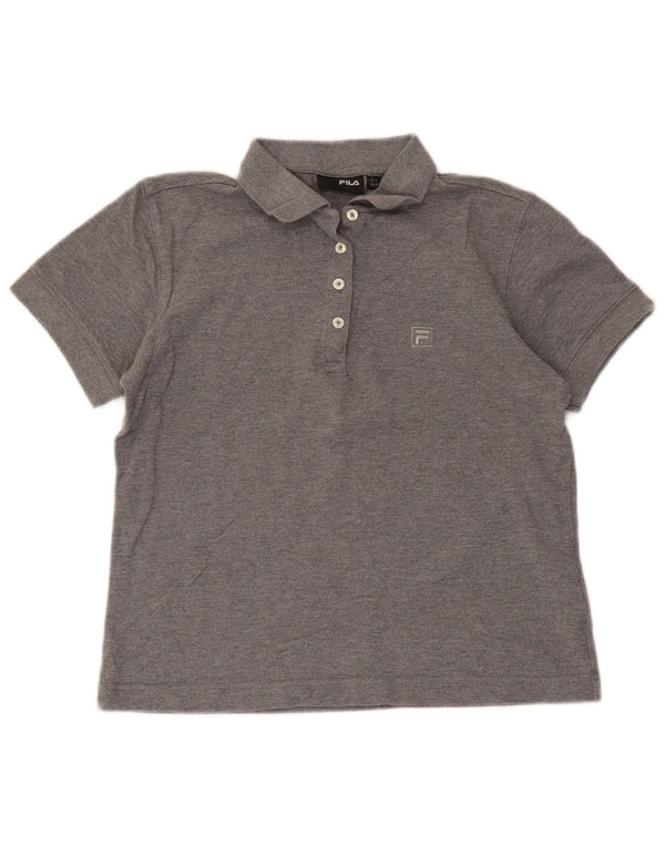 Polo corta da donna Fila UK 10 piccola in cotone chiazzato grigio