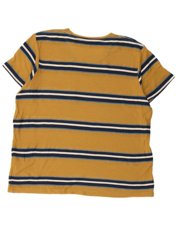 WEIRD FISH Mens T-Shirt Top 3XL Yellow Striped Cotton