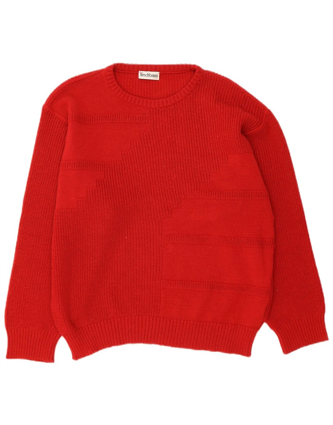 VINTAGE Mens Crew Neck Jumper Sweater Large Red Polyacrylic