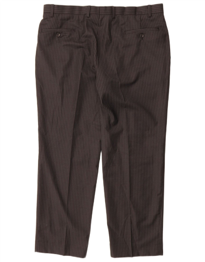 MARKS & SPENCER Pantaloni da abito dritti da uomo W38 L29 Lana gessata grigia