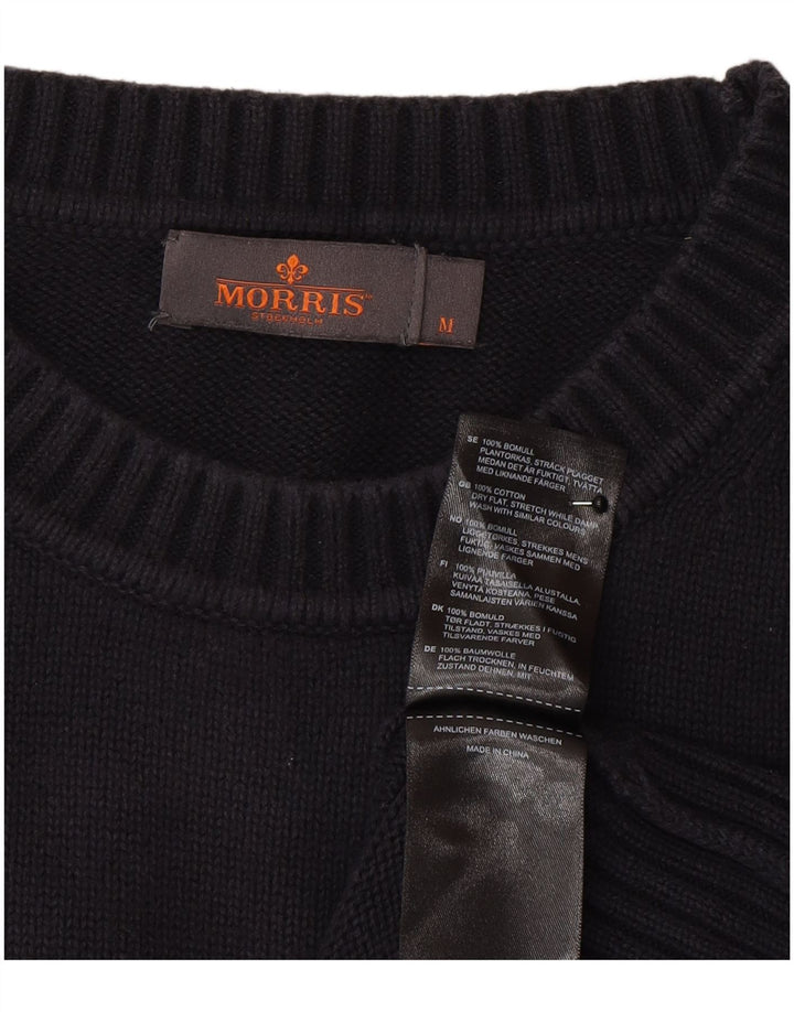 Maglione maglione girocollo da uomo Morris in cotone blu navy medio