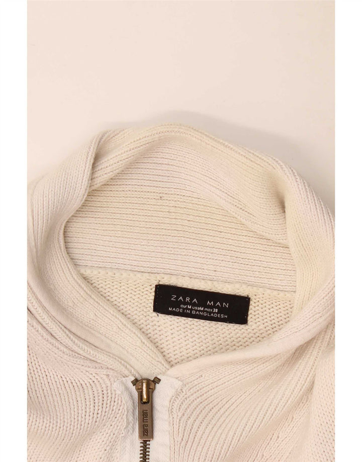 Maglione Zara da uomo con collo a scialle medio bianco sporco