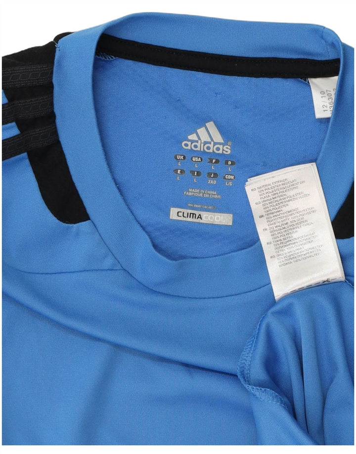 T-shirt Adidas Climacool da uomo, grande, in poliestere color block blu
