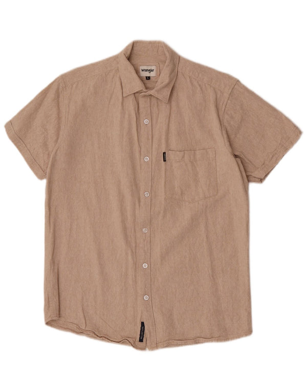 Camicia a maniche corte da uomo Wrangler grande in cotone beige