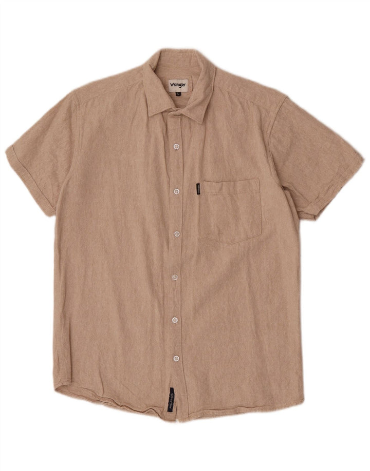 Camicia a maniche corte da uomo Wrangler grande in cotone beige