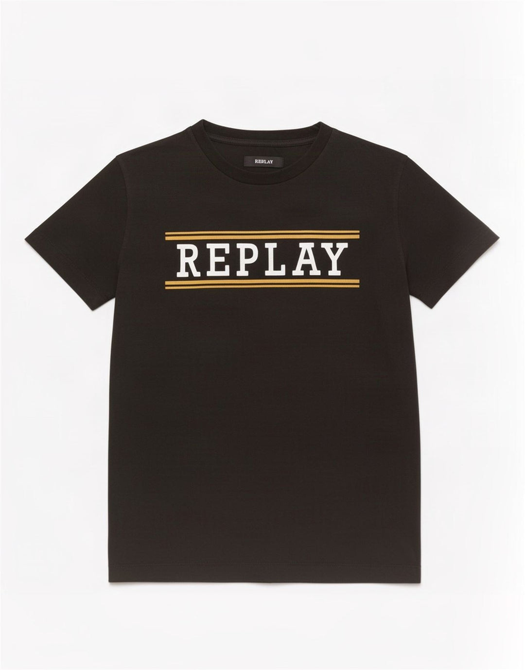 T-shirt grafica da uomo Replay Top in cotone nero medio