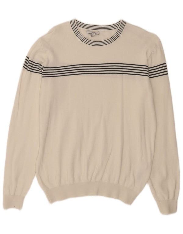 Maglione maglione con scollo a barca da uomo Reiss UK 6 XS cotone a righe bianche
