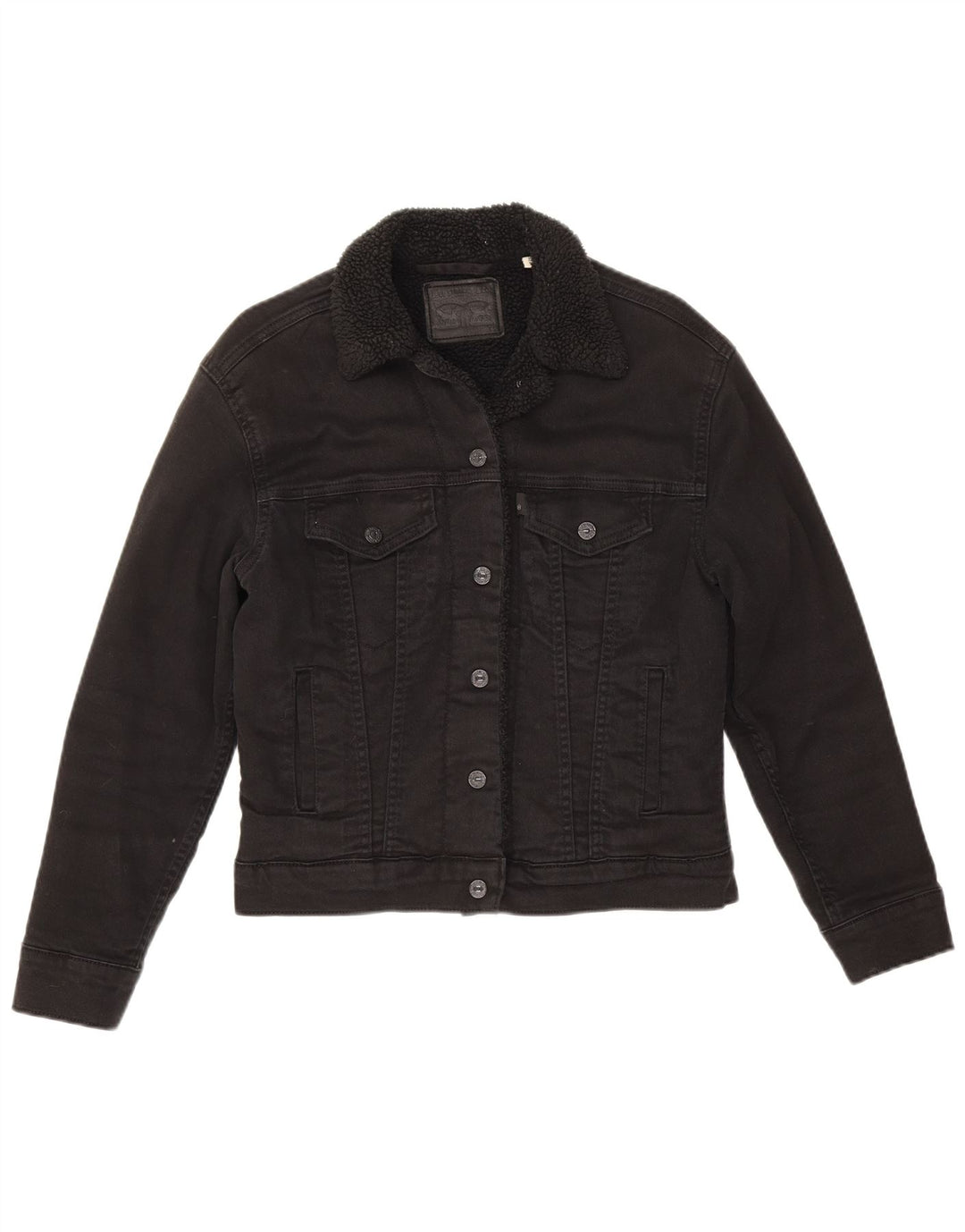Giacca in denim Sherpa da donna Levi's UK 6 XS cotone nero