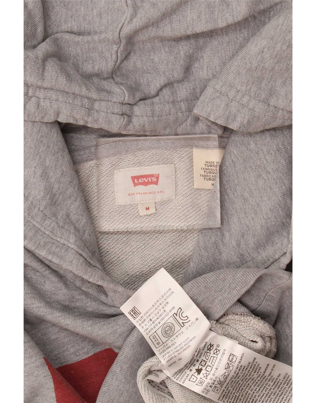 Maglione con cappuccio grafico da uomo Levi's in cotone chiazzato grigio medio