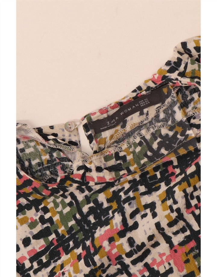 Abito a trapezio a maniche lunghe da donna Zara UK 6 XS multicolore geometrico