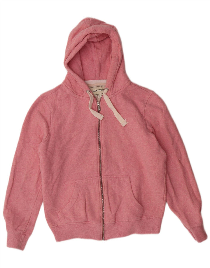 JACK WILLS Maglione con cappuccio e zip oversize da donna UK 10 Piccolo cotone rosa