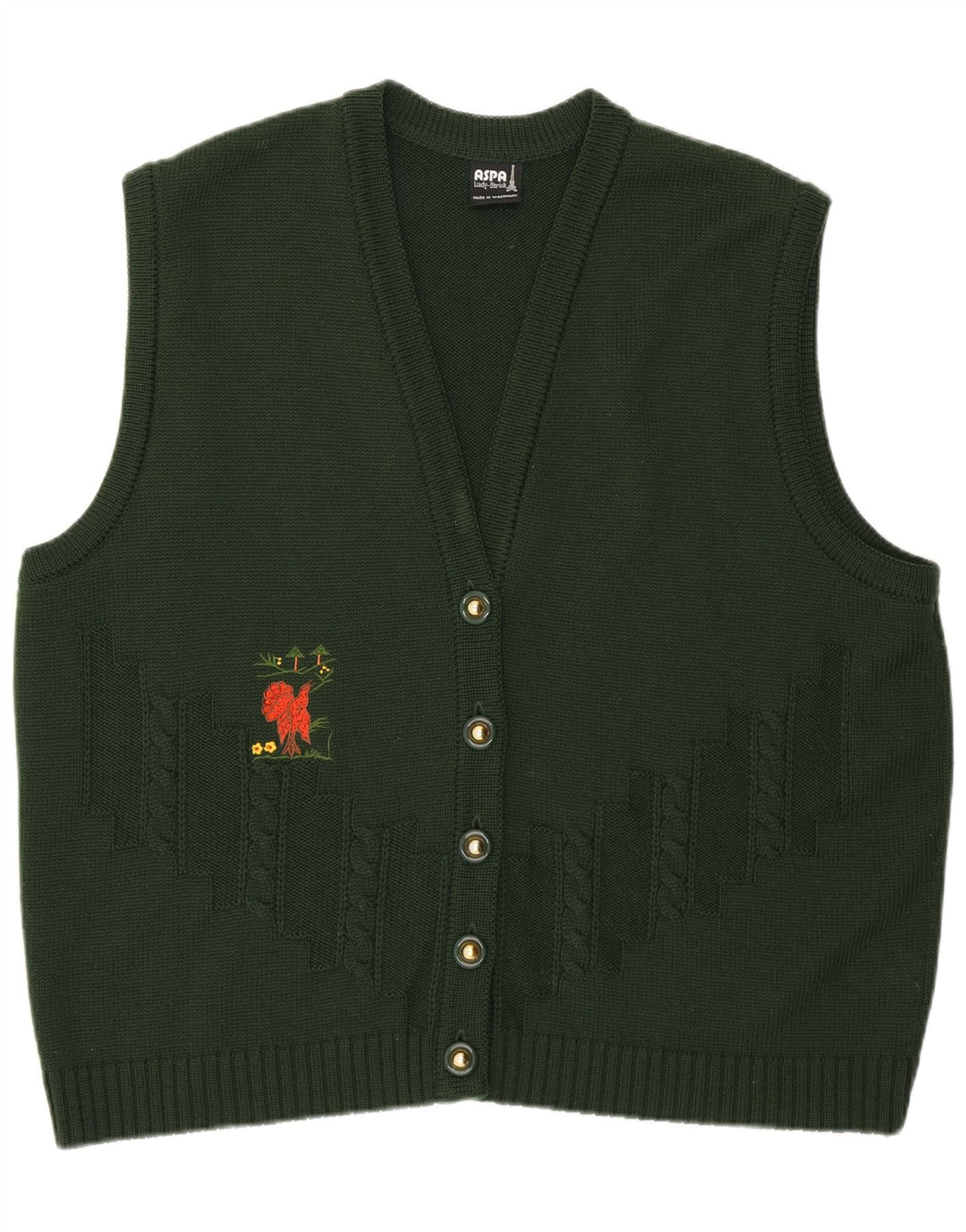 Maglione cardigan senza maniche con grafica da donna Aspa EU 46 XL verde poliacrilico