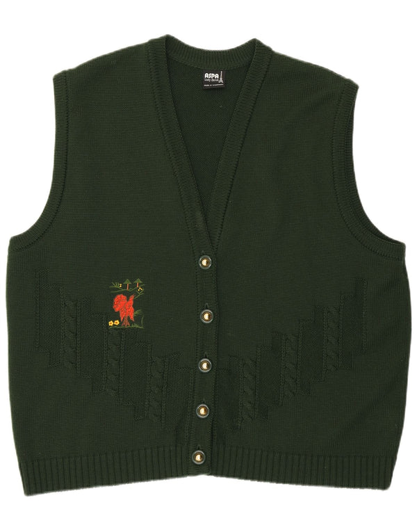 Maglione cardigan senza maniche con grafica da donna Aspa EU 46 XL verde poliacrilico