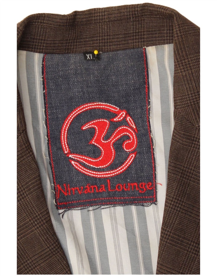 Giacca blazer da uomo a 2 bottoni Nirvana UK 42 XL pied de poule marrone