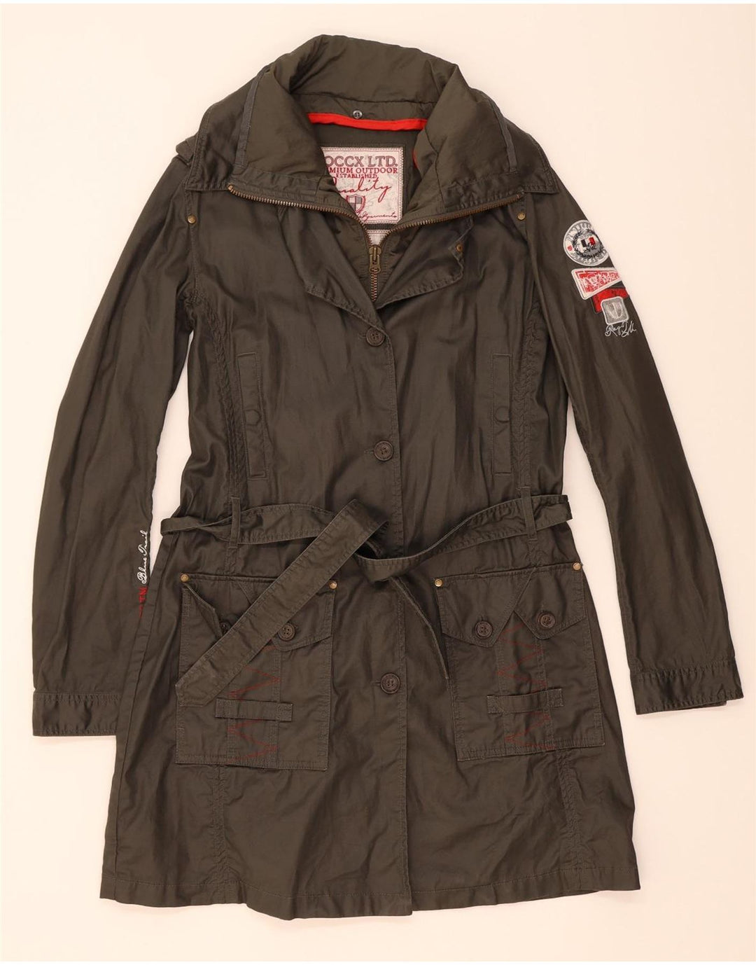 SOCCX Womens Trench Coat UK 18 XL Grey Vintage Soccx and Second-Hand Soccx from Messina Hembry 