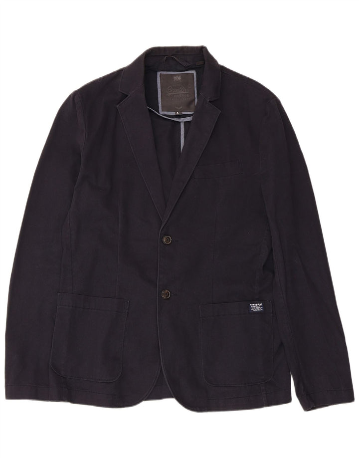 Giacca blazer da uomo a 2 bottoni Superdry UK 40 grande cotone blu navy