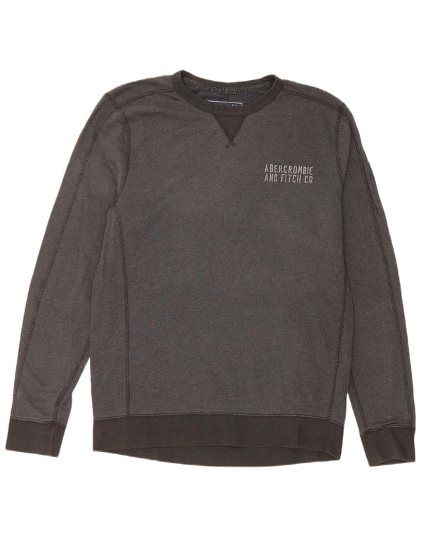 ABERCROMBIE & FITCH Mens Graphic Sweatshirt Jumper Large Grey Cotton