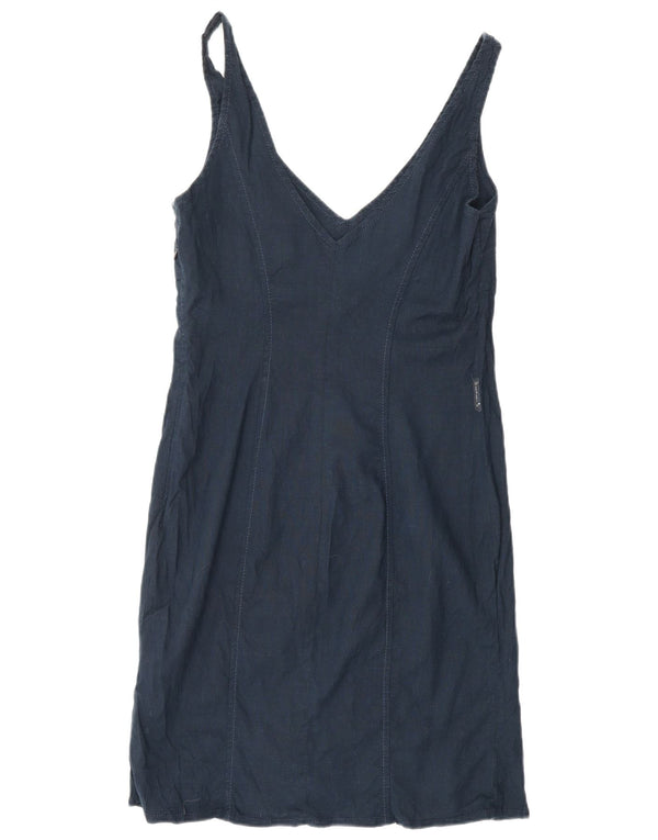 ARMANI JEANS Abito Tubino Smanicato Donna IT 44 Lino Medio Blu Navy