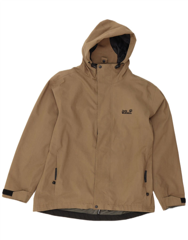Giacca antipioggia con cappuccio da uomo Jack Wolfskin UK 40 Large Beige Poliestere