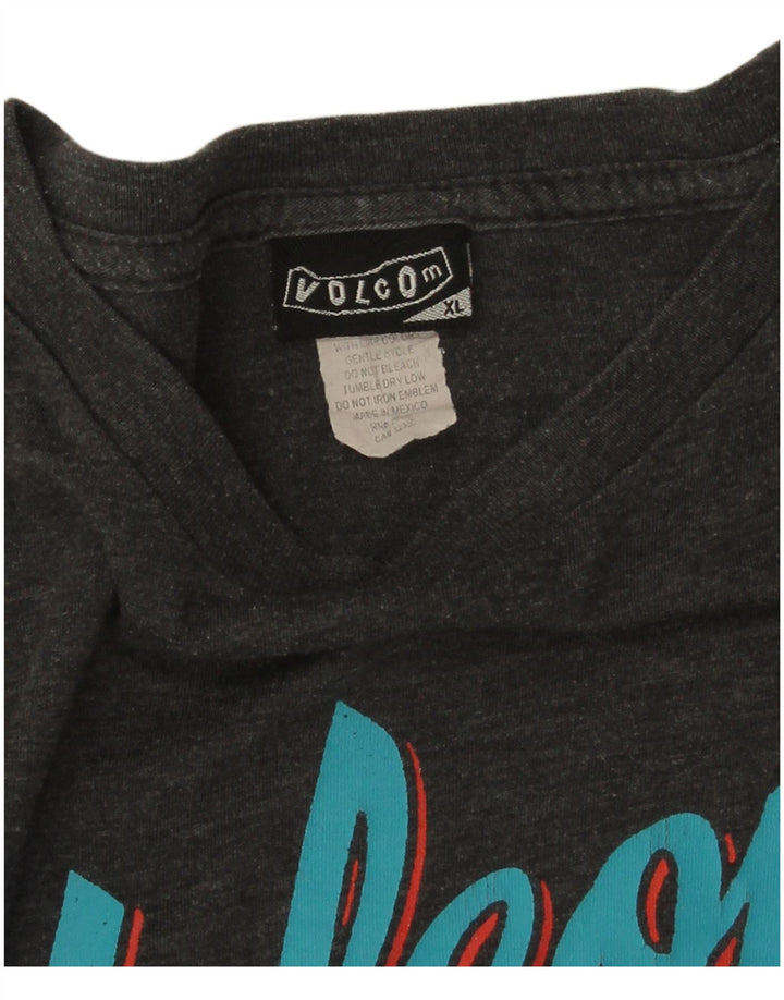 T-shirt grafica da uomo Volcom Top XL in cotone chiazzato grigio