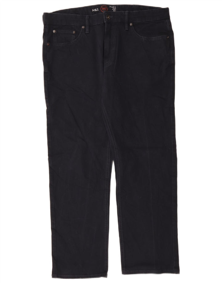 Jeans dritti da uomo Marks & Spencer W36 L29 cotone blu navy