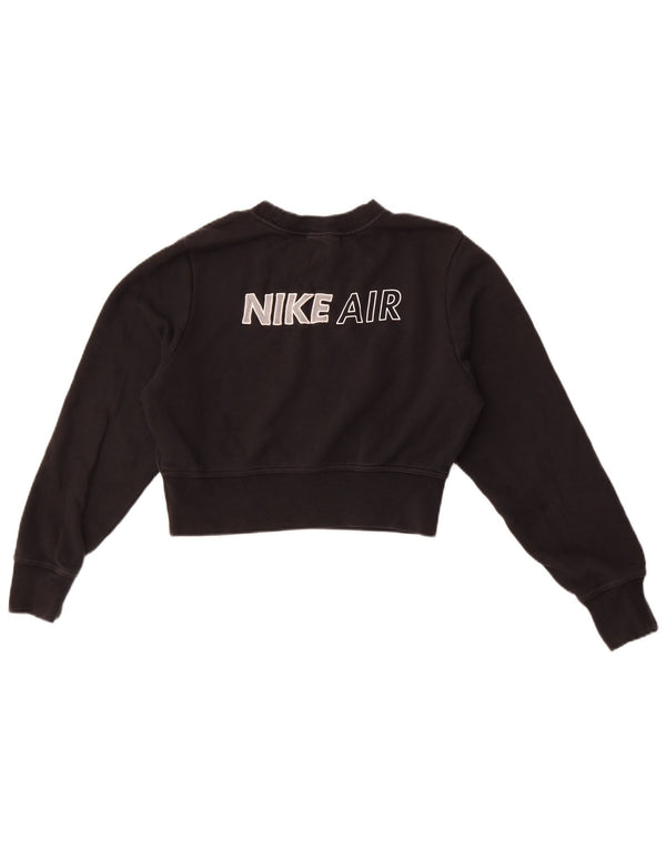 Felpa da donna Nike Nike Air Crop Graphic Felpa Jumper UK 14 Medium Nero