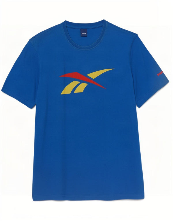 T-shirt grafica da uomo Reebok Top XL in cotone blu
