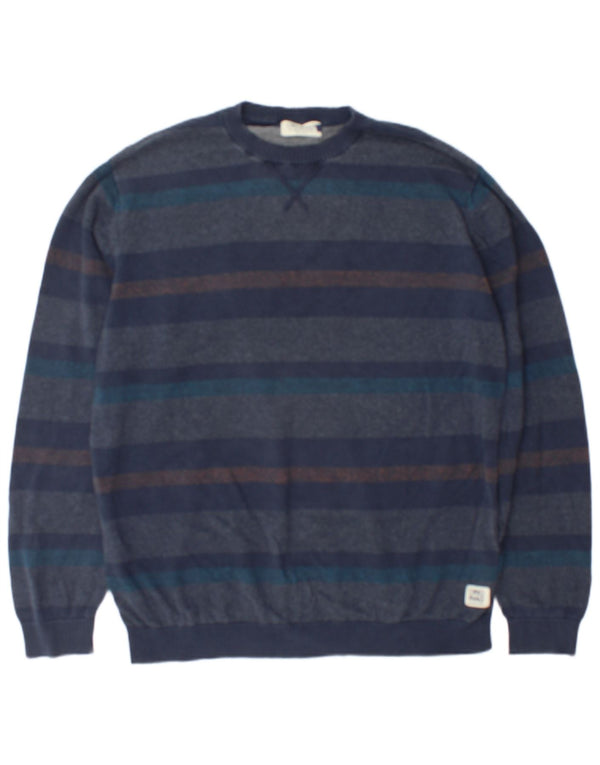 Maglione maglione girocollo da uomo Jack & Jones 2XL cotone a righe blu navy