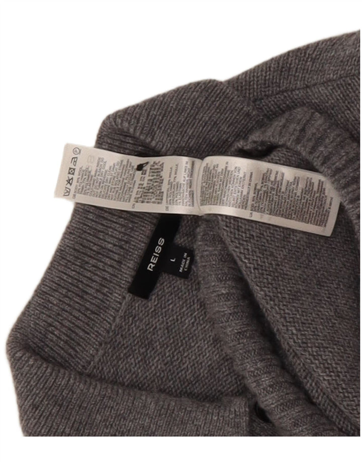 Maglione da uomo Reiss con collo alto, grande lana screziata grigia