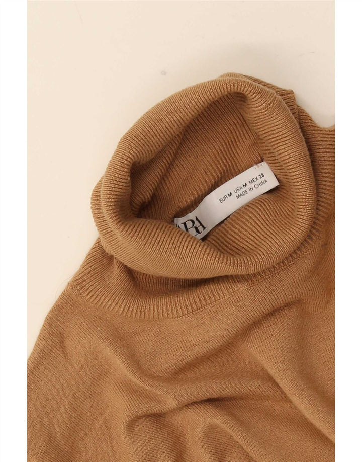 Maglione maglione collo alto da donna Zara UK 14 Beige medio