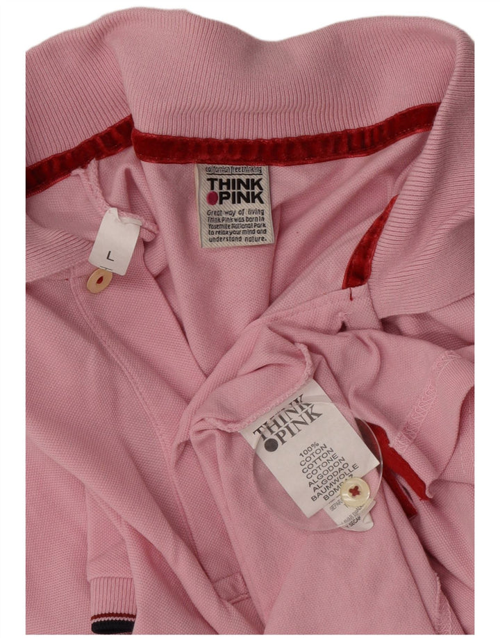 Polo da uomo Think Pink grande in cotone rosa