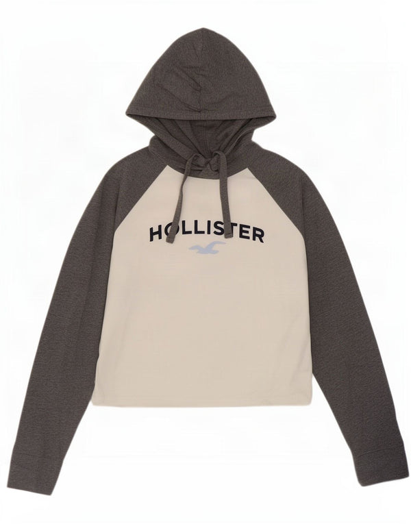 Top grafico Hollister da donna a maniche lunghe UK 6 XS bianco color block