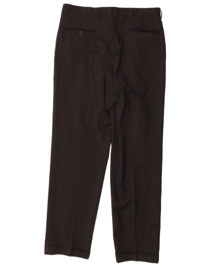 Pantaloni da abito con pegging da uomo Marks & Spencer W34 L31 lana nera