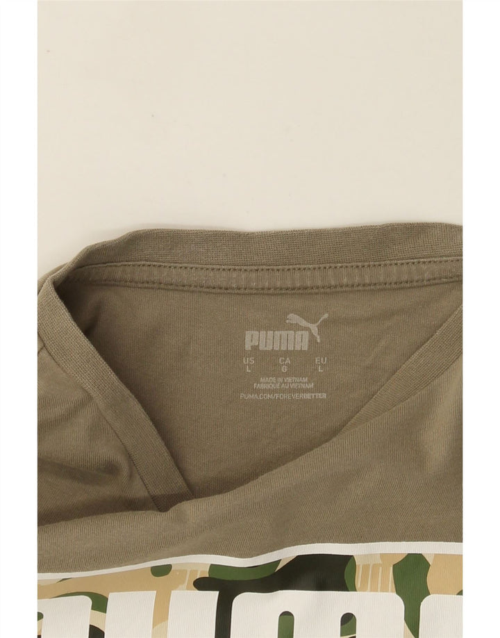 T-shirt grafica da uomo PUMA Top Large color kaki