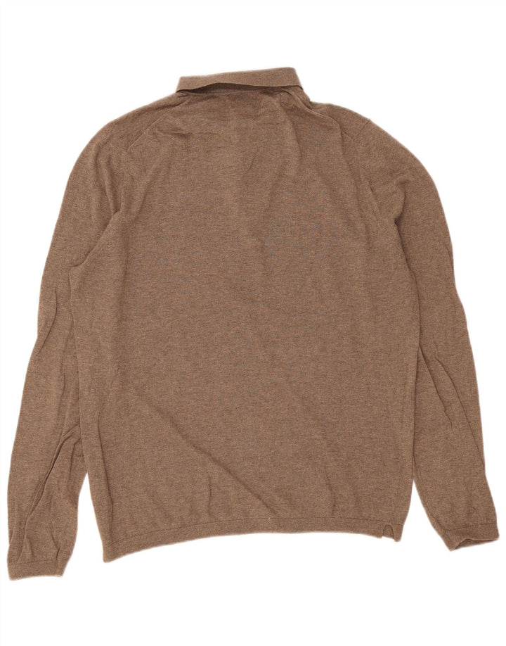 Massimo Dutti Maglione da uomo con collo a polo grande in cotone marrone