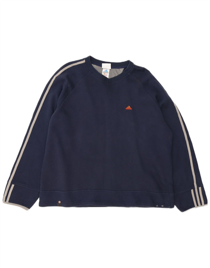 Felpa da uomo vestibilità ampia ADIDAS, maglione medio, cotone blu navy