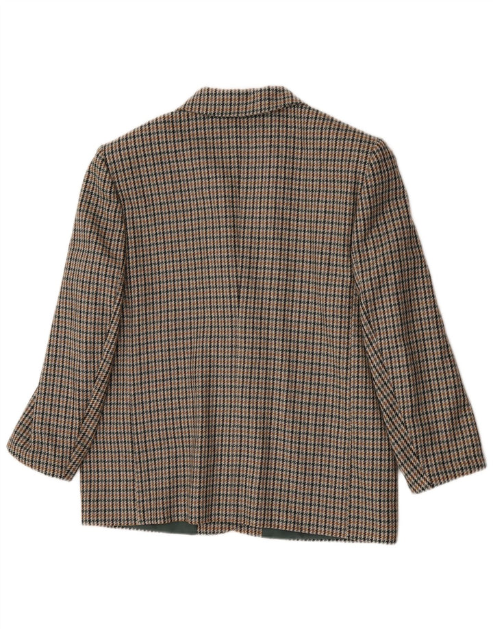 Giacca blazer vintage da donna a 2 bottoni UK 20 2XL lana pied de poule verde